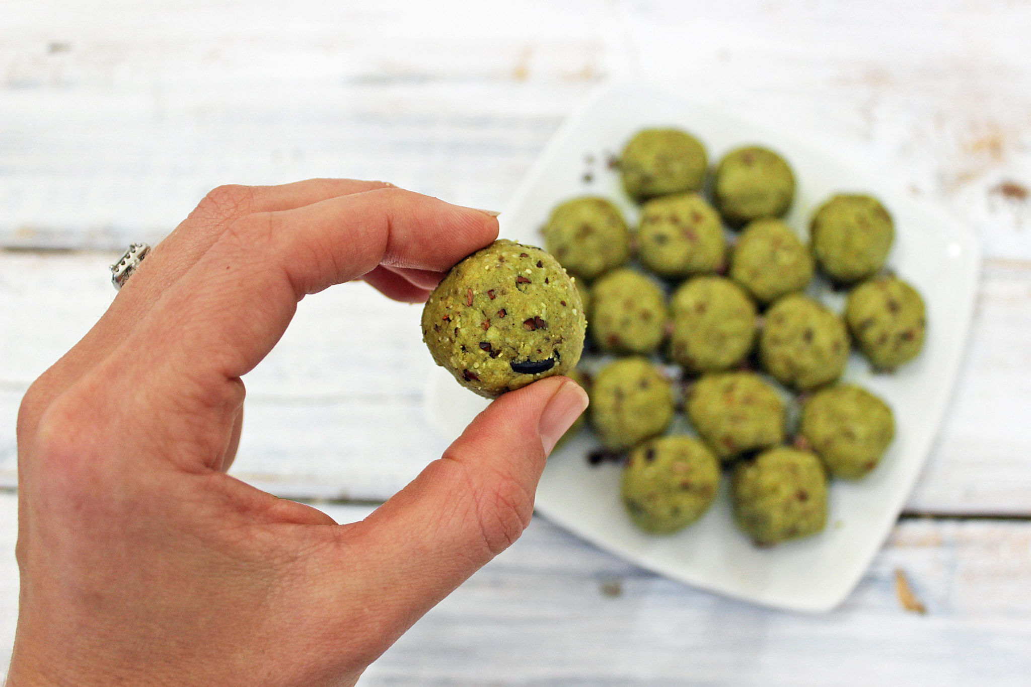 Matcha Mint Chip Protein Bites Recipe