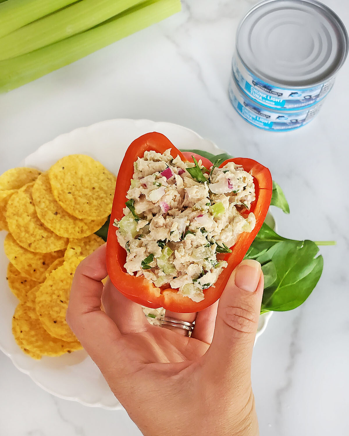 Tuna Salad Stuffed Bell Pepper Boat Recipe